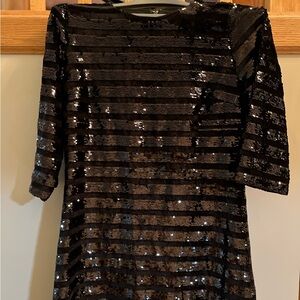 INC International Concepts Black and Black Sequin Dress, 3/4 sleeves.